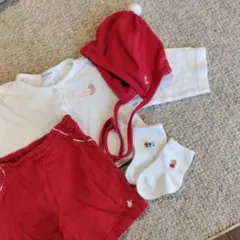 ファミリア　familiar 4点セット手袋　綿帽子　カーディガン　ズボン　靴下