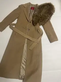 【美品】7万円相当 ボッシュ キャメル カシミヤウール ファー付ロングコート