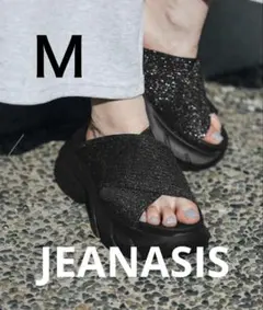 【美品】JEANASIS クロスラメニットサンダル　Ｍのサムネイル