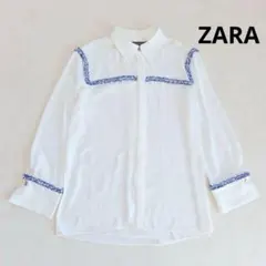 美品✨ザラ　ZARA ツイード 長袖シャツ　ゴールドボタン ゆったり 白のサムネイル