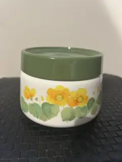 象印　ホーロー　花柄陶器収納容器（緑色の蓋付き）のサムネイル