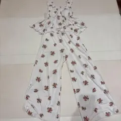 ジェラートピケ　花柄 ピンク　ルームウェア セットアップ ホワイトのサムネイル