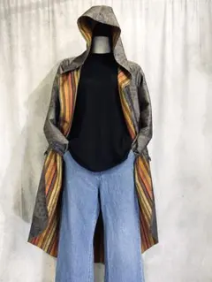 大島紬 正絹 手織り紬 リバーシブル フードコート