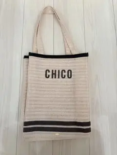 CHICO ベージュ ストライプ トートバッグ