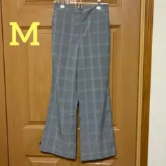 GRL グレイル チェック パンツ フレア カジュアル グレー
