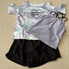 オフショルダーラッシュガード、トップス、ボトムス水着セット140cm