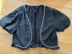 ボレロ　ブラック シフォン　中側レース　人工小粒パール付き　フォーマル