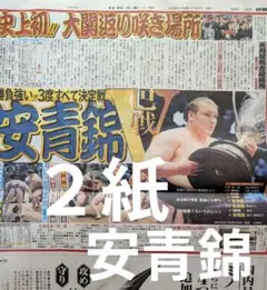 安青錦　あおにしき　大相撲　新聞　日刊スポーツ　朝日新聞　２点セットのサムネイル