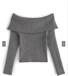 タグ付き新品未使用品　オフショルニットトップス[ru1042] グレー　M
