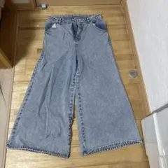 ライトブルーデニム ワイドレッグパンツ バルーンデニム