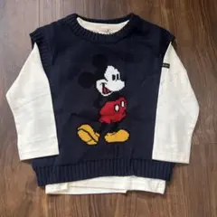 petit main ディズニー ミッキー ニットベスト ロンT レイヤード
