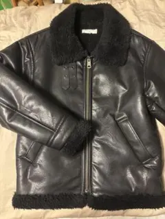 Retro Grade ブラックレザージャケット ボア襟付き