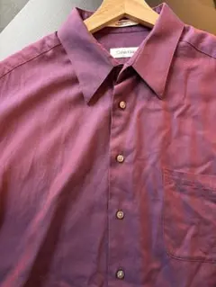 【希少・Calvin Klein】90sタマムシ調ドレスシャツ（メンズL,XL)