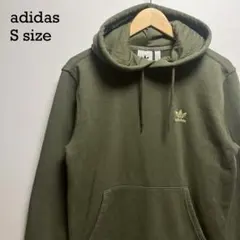 adidas Originals トレフォイル 刺繍ロゴ パーカー S オリーブ