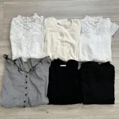 レディース　オフィスカジュアル　6点まとめ売りニット　長袖　ブラウス　白　黒