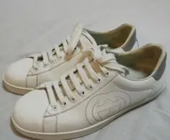 GUCCI グッチ ホワイトレザースニーカー GGロゴ パンチング
