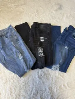 ダメージ加工デニムジーンズ4本セット