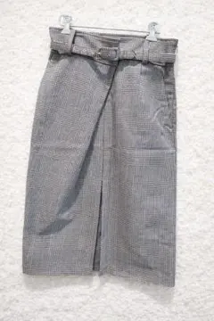 Mila Owen チェックタイトスカート ウエストベルト付き