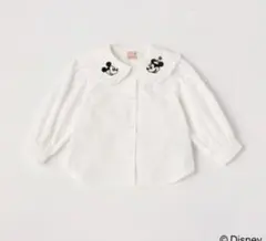 新品　プティマインミッキー ミニー 刺繍 長袖ブラウス 100cm ホワイト