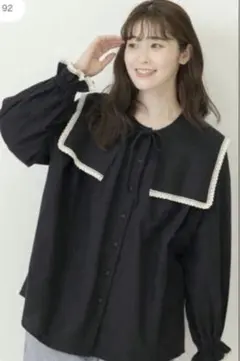 SM2 サマンサモスモス ゆべし コラボ つけ襟ブラウス ブラック