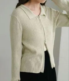 ~11/26〆 値下げ待ち❌　kastaneダブルzipラメリブカーディガン