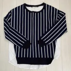 ZARA 薄手長袖トップス リブ袖 バックはシャツ素材のサムネイル