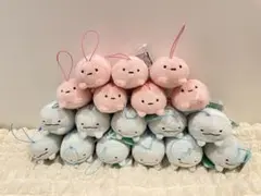 すみっコぐらし　うつぶせゴムひも付き　マスコット　ぬいぐるみ　18コ