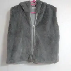 ♦️ベアトリス♦️グレー ボアベスト フード付き
