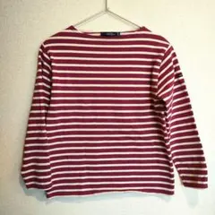 SAINT JAMES ボルドーとオフホワイトのストライプ 長袖Tシャツ