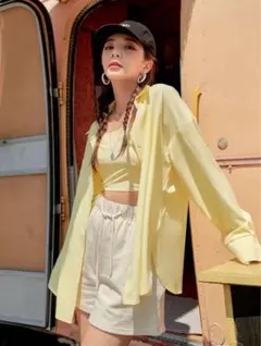 イエローオーバーサイズシャツ