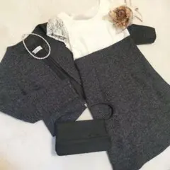 Krone ダークグレー ツイード セット