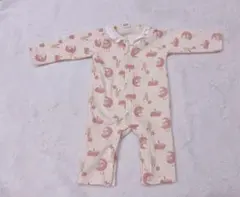 ロンパース 星と月の柄 フリル襟　カバーオール　うさぎ