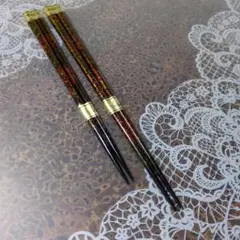木製ツートンカラー箸 金色バンド付き