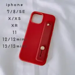 iphoneXR 新品 バンド付ケース 落下防止 ⑤ボルドー