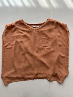 RETRO GALLERY オレンジ Vネック 半袖シャツ