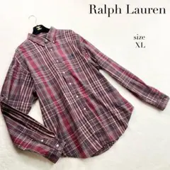 【ラルフローレン】長袖チェックシャツ☆刺繍ロゴ☆定番☆人気カラー☆コットン☆XL