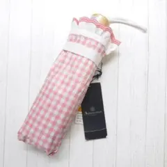 アクアスキュータム 晴雨兼用傘 折りたたみ傘 ギンガムチェック ピンク