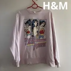 ▽H&M　Wonder Woman　トレーナー　L　ピンク　裏起毛　アメコミ