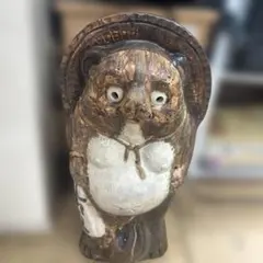 新品 陶器 傘立て 難有 タヌキ 狸 たぬき 置物 縁起物 オブジェ 和風