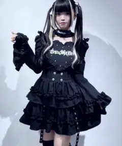 地雷 nyanMe ブラウス スカート リボン チェーン ゴスロリ