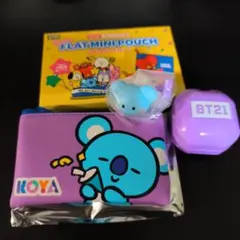 BT21 フラットミニポーチ　ぷくっとリング　 KOYA 2点セット