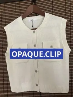 タグ付きオペークドットクリップOPAQUEダブルポケットノースリーブニットL