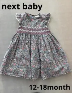 next baby 花柄 ワンピース スモッキング刺繍　12-18month