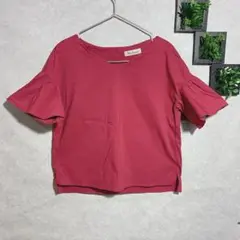 クリーンインプレッション(size1)Vネックカットソー　おしゃれ袖　　ピンク