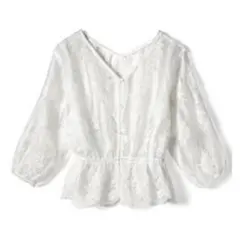 新品　オーガンジーレース　ブラウス