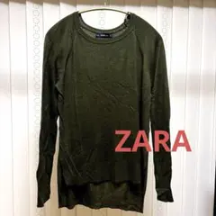 ZARA KNIT ザラ 長袖 薄手 ニット カーキ