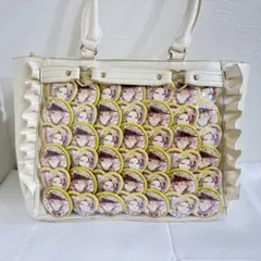 痛バ　A4　ハートバックルフェイクレザーフリルトートバッグ