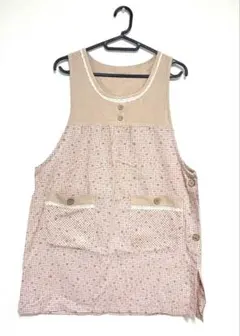 花柄エプロン ボタン付き　保育エプロン