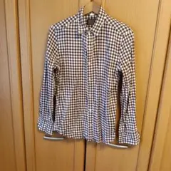 【美品】BLUE WORK　ブラウンチェック　長袖ネルシャツ　Lのサムネイル
