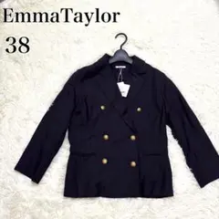 訳あり！Emma Taylor 麻 リネン ダブル ネイビー ジャケット 38